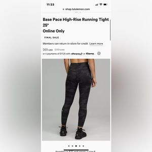 Lululemon base pace leggings